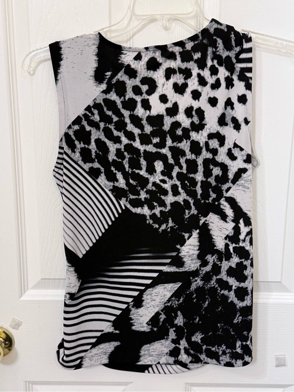 Calvin Klein Black & White Mixed Print Cowl Neck Tank - Picture 4 of 5